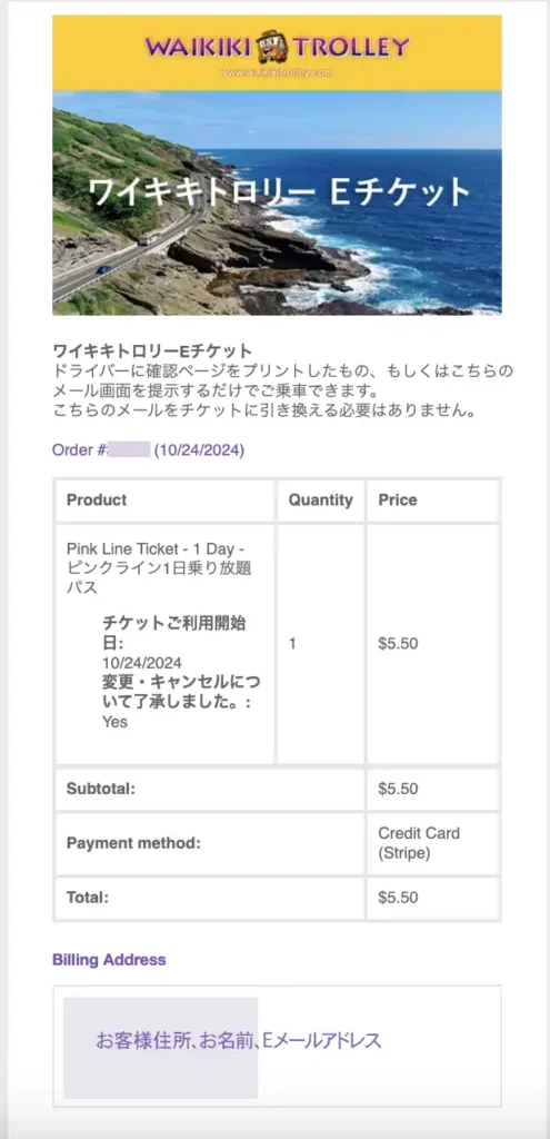 E-ticket sample